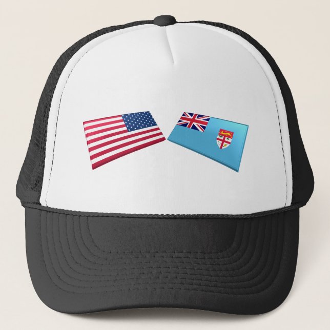 US & Fiji Flags Trucker Hat (Front)