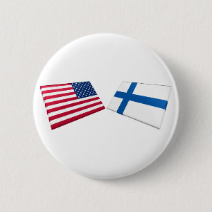 US & Finland Flags 6 Cm Round Badge