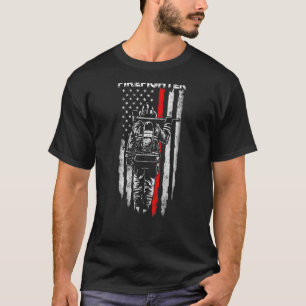 US Firefighter American Flag Patriotic Fireman Fat T-Shirt