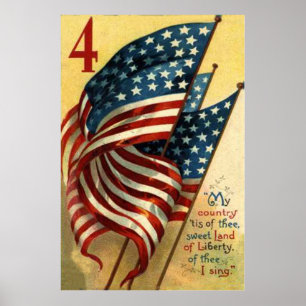 US Flag 4th of July Poster