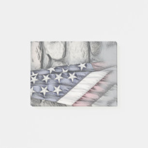 US Flag against the stone wall Post-it Notes