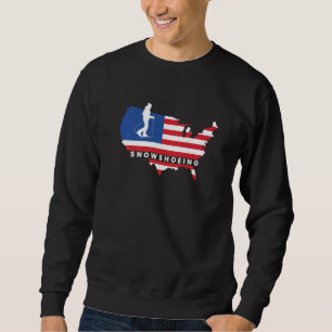 Us Flag America Snowshoeing Snowshoer Snowshoe Foo Sweatshirt