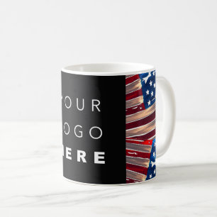 US Flag American Blue White Red Custom Logo Coffee Mug