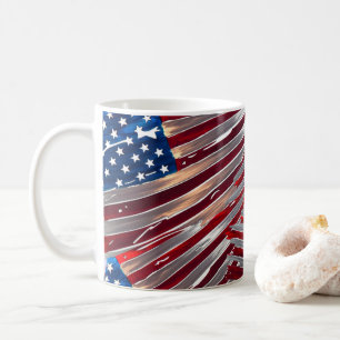 US Flag American Blue White Red Strokes Stars Coffee Mug