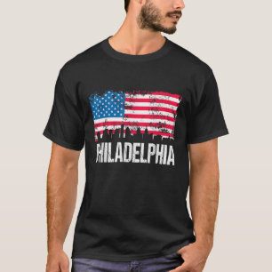 US Flag American City Skyline Philadelphia Pennsyl T-Shirt