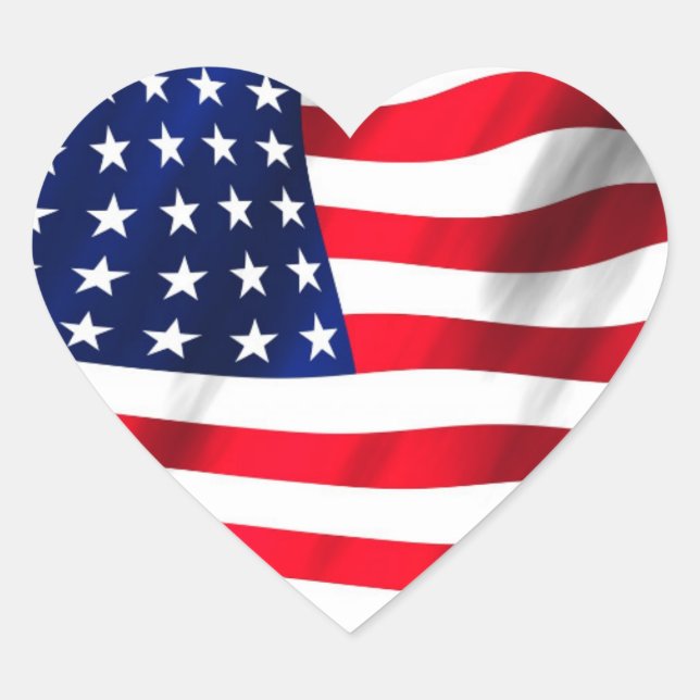 US Flag American Flag Fourth Of July Party Heart Sticker (Front)