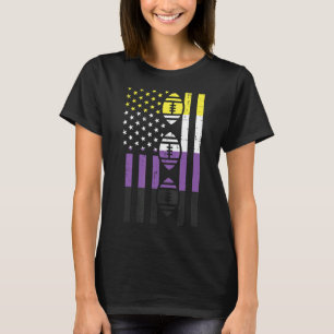 Us Flag American Football Nonbinary Enby Nb Pride T-Shirt