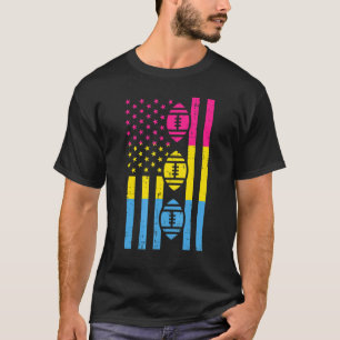 Us Flag American Football Pansexual Pan Pride Lgbt T-Shirt