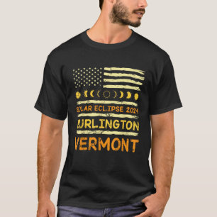 US Flag American Total Solar Eclipse 2024 Burlingt T-Shirt