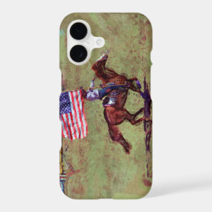 US Flag and Horse Cowgirl American Rodeo Art
