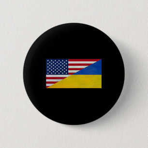 Us Flag And Ukrainian Flag - Partnership And Allia 6 Cm Round Badge