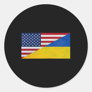Us Flag And Ukrainian Flag - Partnership And Allia Classic Round Sticker
