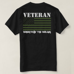 US Flag ARMY TRIDENT GRN- Veteran - Worthy To Wear T-Shirt