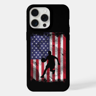 US Flag Basketball Vintage Patriotic Baller iPhone 15 Pro Max Case