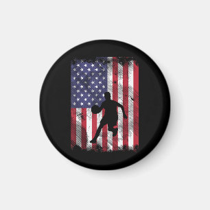US Flag Basketball Vintage Patriotic Baller Magnet