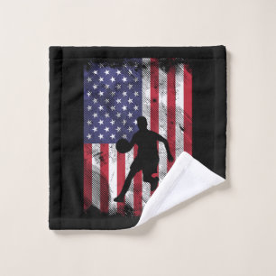 US Flag Basketball Vintage Patriotic Baller Wash Cloth