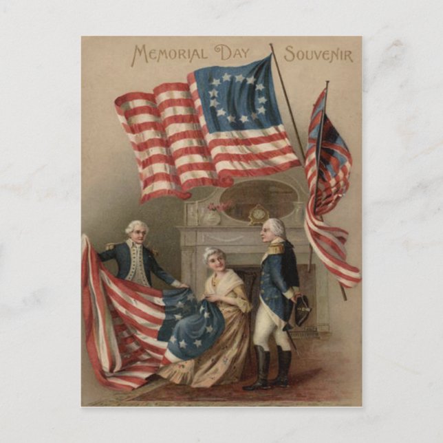 US Flag Betsy Ross George Washington Postcard (Front)