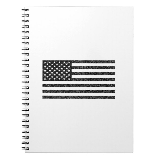 US Flag Black and White Vintage Retro Notebook (Front)