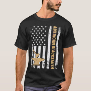 US Flag Blacksmithing Anvil & Hammer American Blac T-Shirt