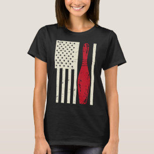 Us Flag Bowling Pin Vintage Patriotic Bowler Women T-Shirt