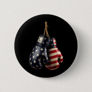 US Flag Boxing Gloves Boxer 6 Cm Round Badge