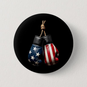US Flag Boxing Gloves Boxer 6 Cm Round Badge