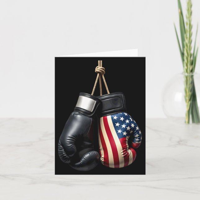 US Flag Boxing Gloves Boxer Card (Front)