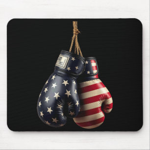 US Flag Boxing Gloves Boxer Mouse Pad