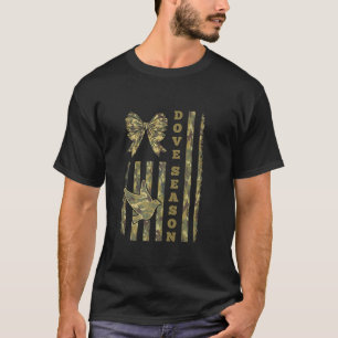 US Flag Camo Bow Coquette Dove Season Hunting Hunt T-Shirt