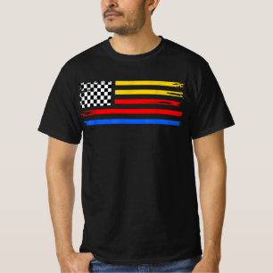 US Flag Car Racing If You Ain't First You're Last T-Shirt
