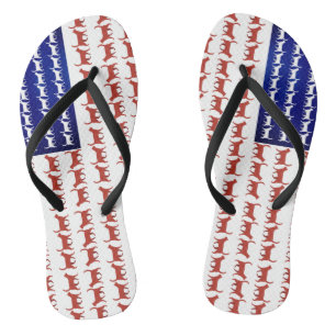 US flag cats patriotic decor Thongs