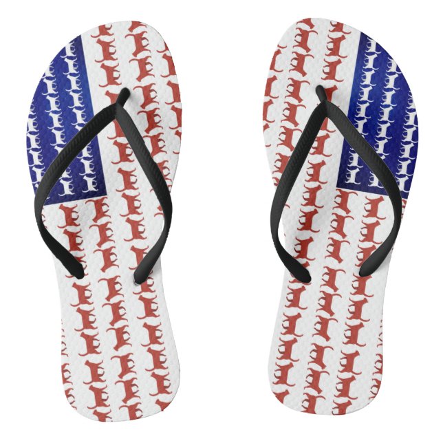 US flag cats patriotic decor Thongs (Footbed)