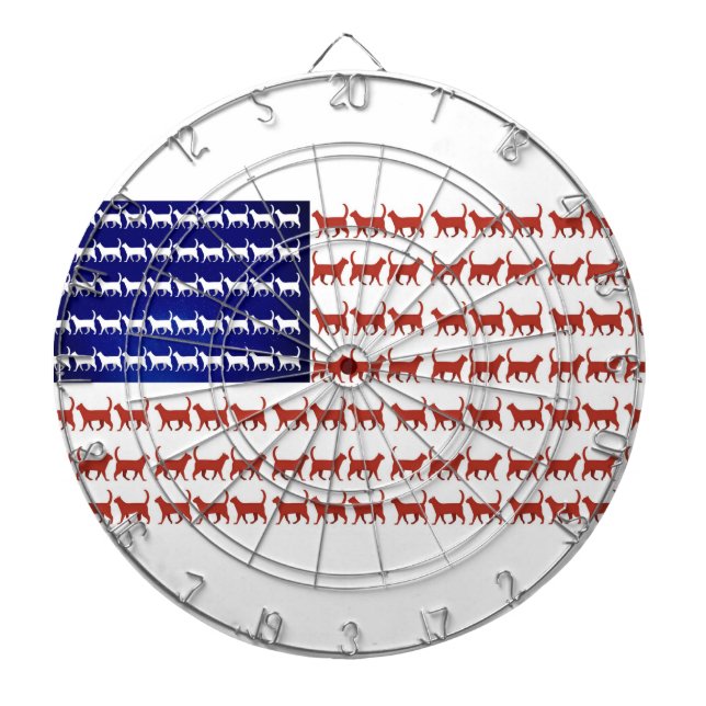 US flag cats red white and blue Dartboard (Front)