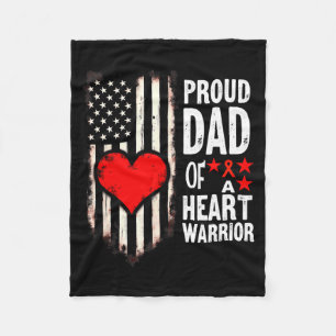 Us Flag Chd Awareness Proud Dad Of A Heart Warrior Fleece Blanket