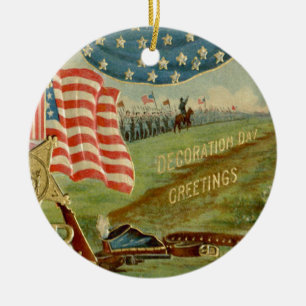 US Flag Civil War Union Medal Ceramic Ornament