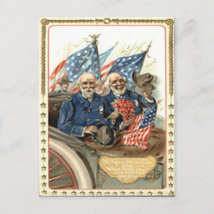 US Flag Civil War Union Veteran Parade Postcard