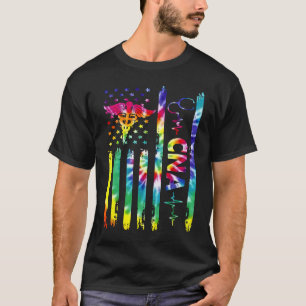 US Flag CNA Tie Dye Cute Certified Nursing Assista T-Shirt