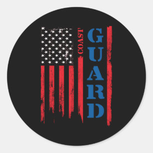 Us Flag Coast Guard Us Coast Guard Classic Round Sticker