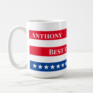 US Flag Colours Personalised Red White and Blue Coffee Mug