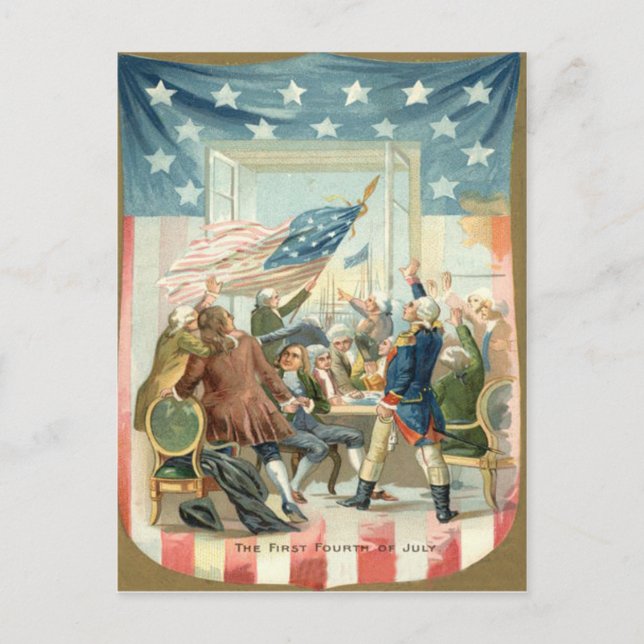 US Flag Congress First 4th of July Postcard (Front)