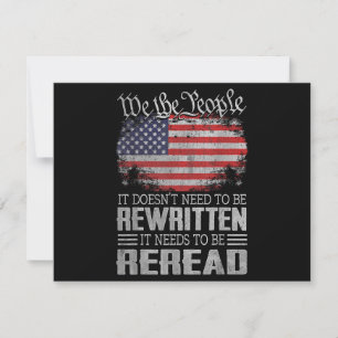 US Flag Constitution of the USA Needs To Be Reread Holiday Card