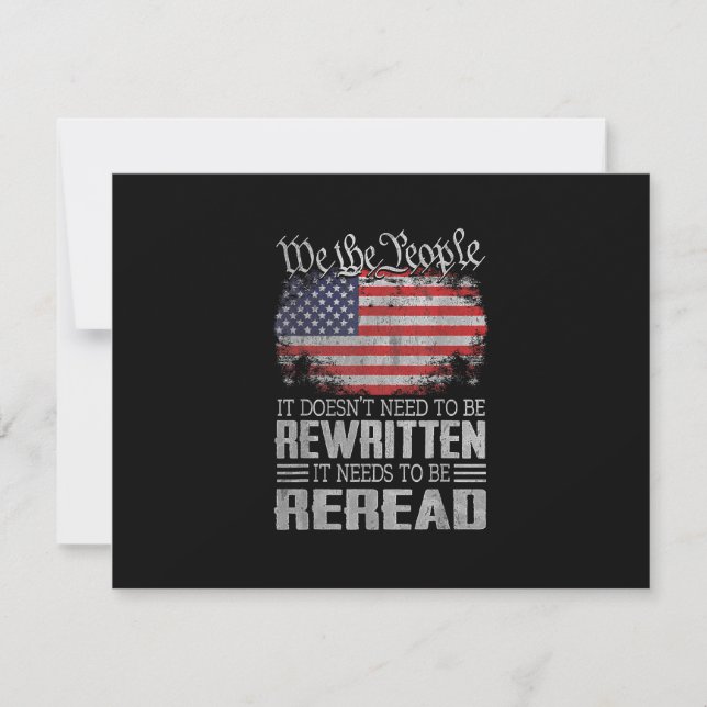 US Flag Constitution of the USA Needs To Be Reread RSVP Card (Front)