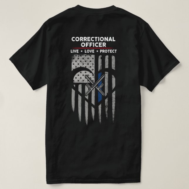 US Flag Correctional Officer Decal T-Shirt (Design Back)