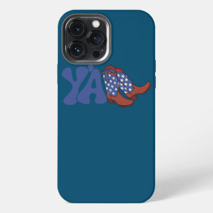 US Flag Cowboy Boots 4th July Y'all Western iPhone 13 Pro Max Case