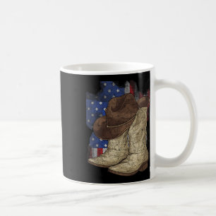 Us Flag Cowboy Hat Cowboy Boots United States Cowb Coffee Mug