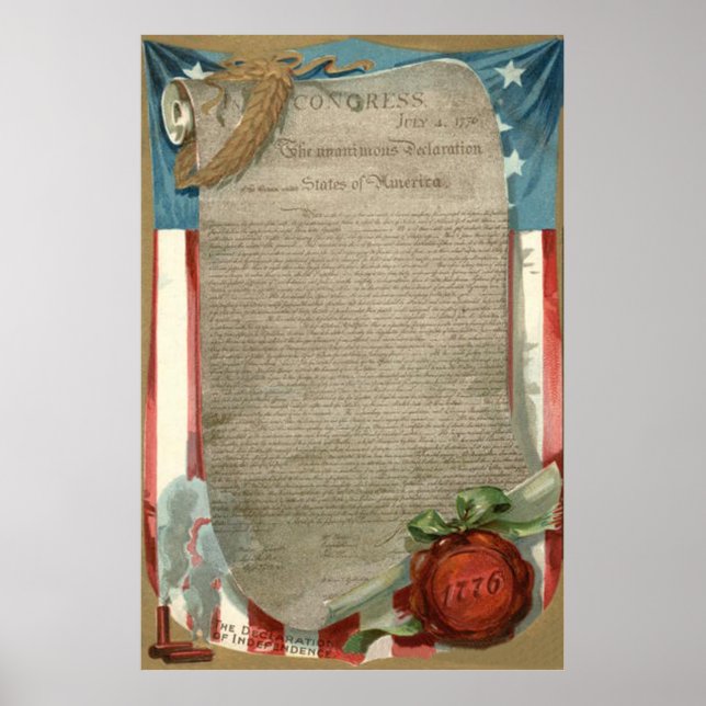 US Flag Declaration of Independence 1776 Poster (Front)