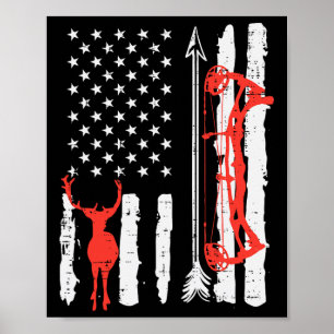 Us Flag Deer Bow Hunting Patriotic Archer Hunter M Poster