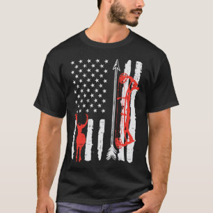Us Flag Deer Bow Hunting Patriotic Archer Hunter M T-Shirt