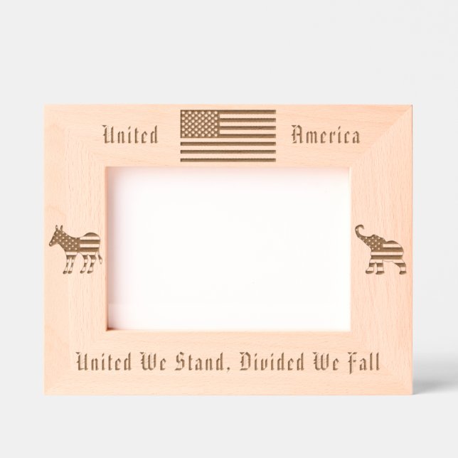 US Flag, Democratic Donkey and Republican Elephant Etched Frames (Front)