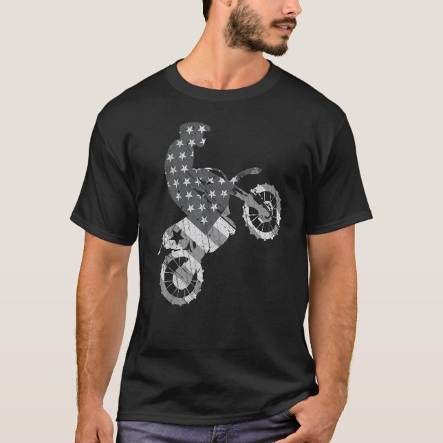 Us Flag Dirt Bike Motocross Enduro bmx Off Road Mo T-Shirt (Front)
